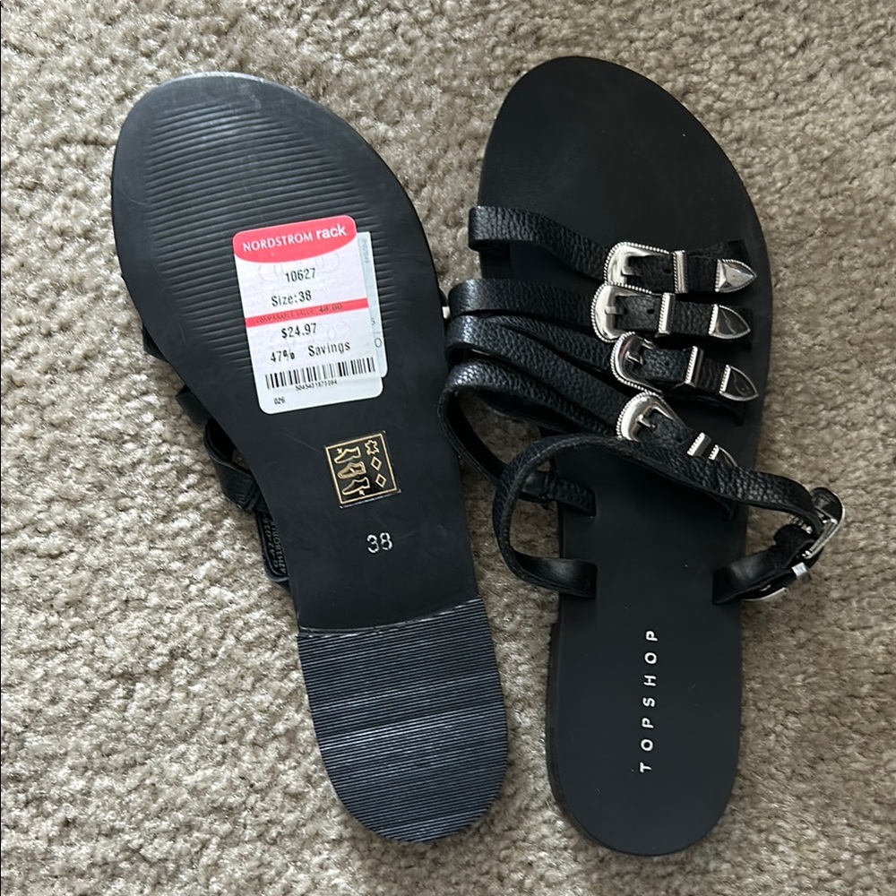 Topshop Black Strappy Sandals